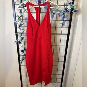Lulu's Vibrant Red Backless Dress